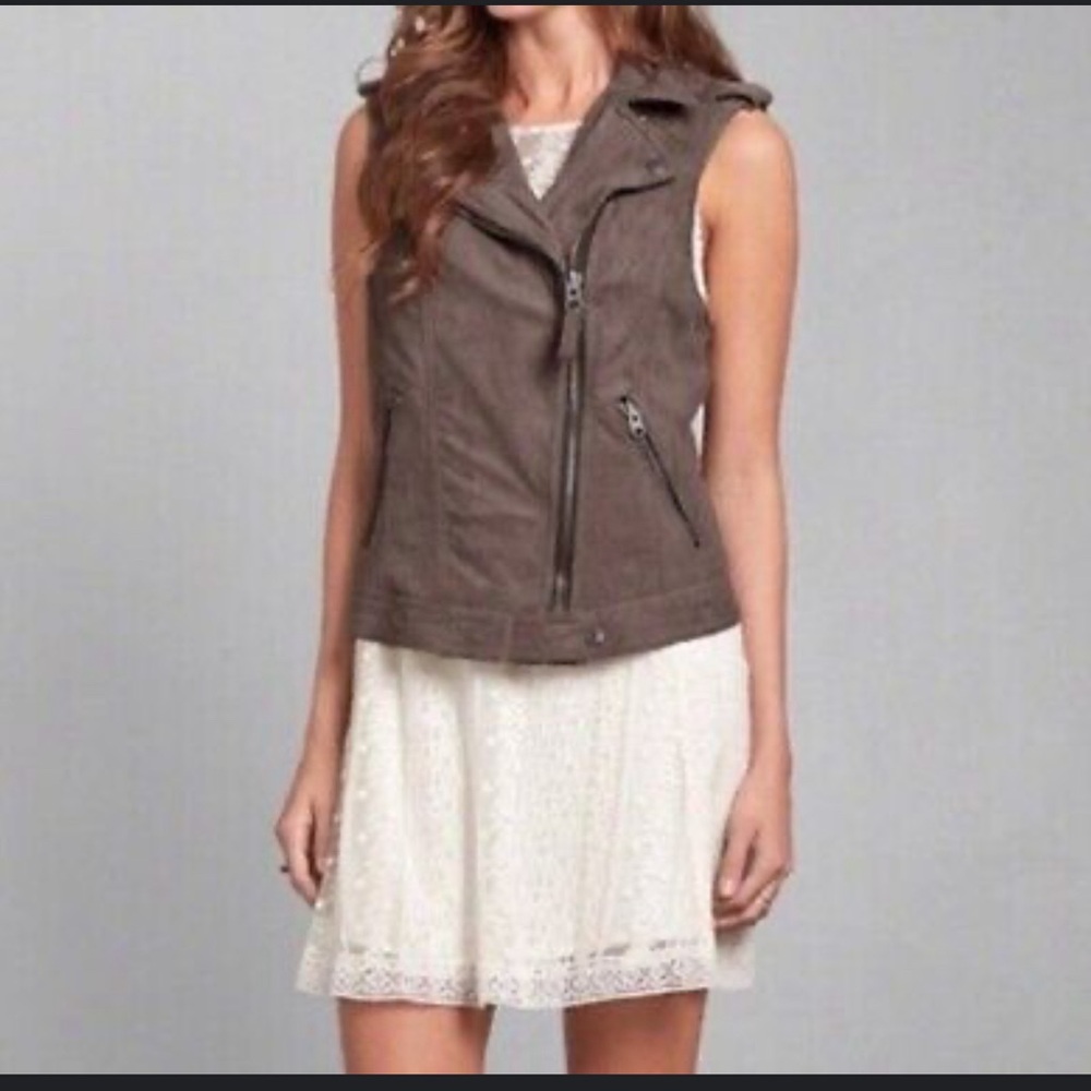 Abercrombie & Fitch Faux Suede Moto Vest